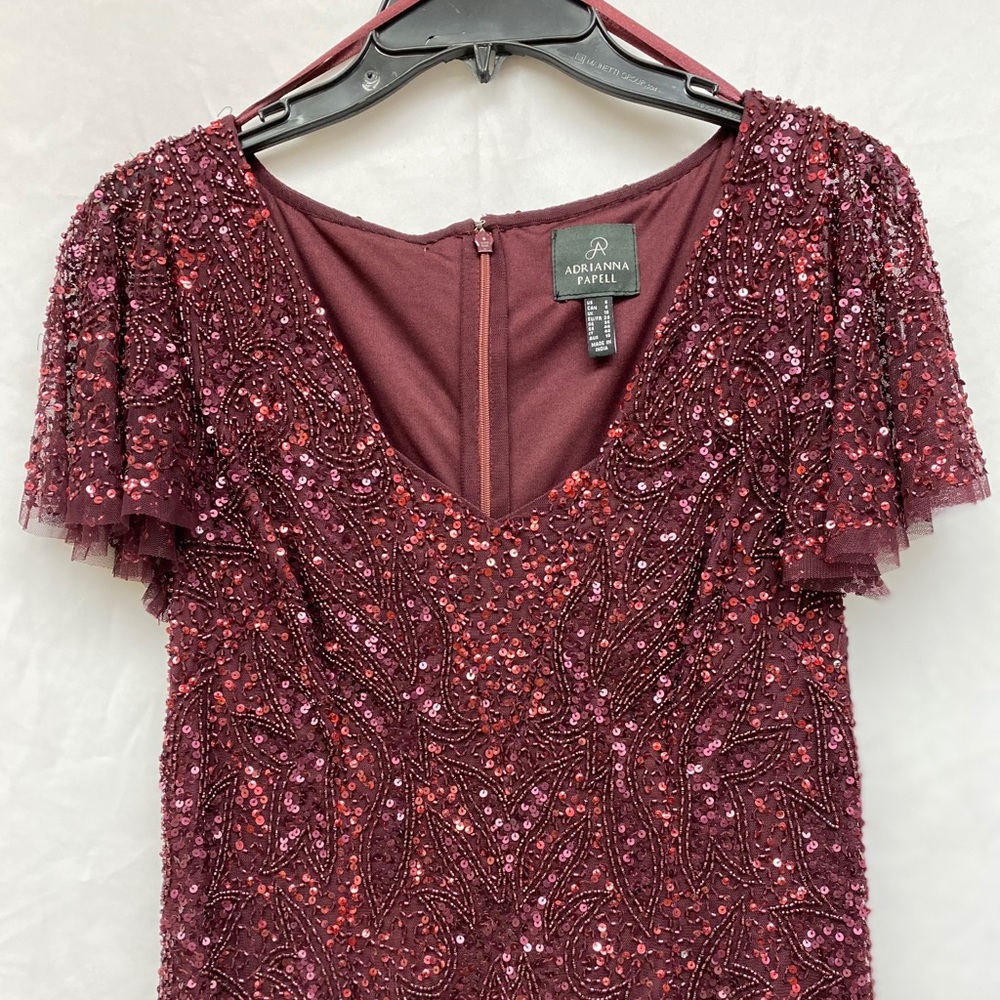 Adrianna-Papell beaded flutter sleeves Cocktail dress - Picture 8 of 10